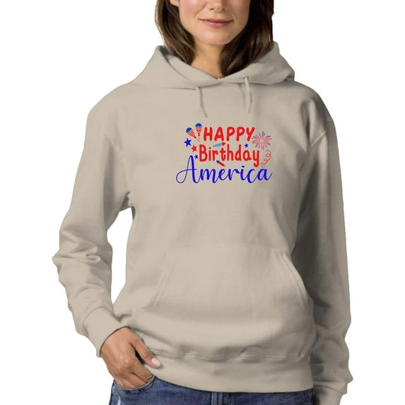 Happy Birthday America. Hoodie Women -Image by Shutterstock, Female Medium