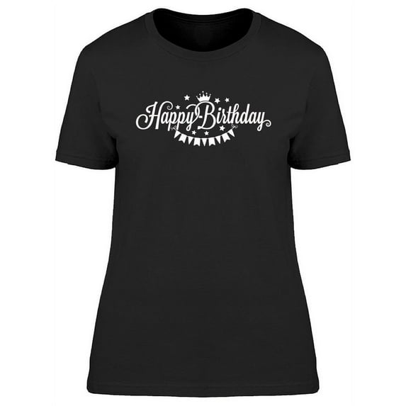 Happy Birthday And Ribbon T-Shirt Women -Image by Shutterstock, Female Large