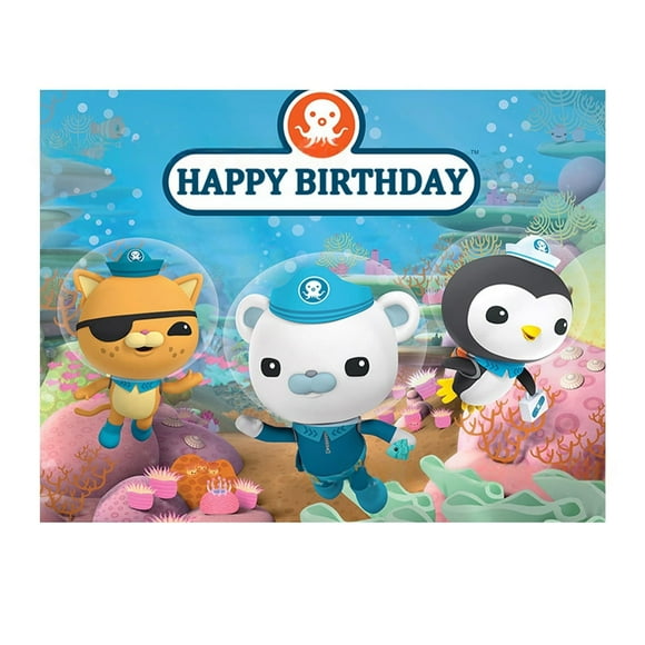 Happy Birthday Anime Octonauts Theme Backdrops Banner Birthday Party Decor Supplies,5.9x3.6ft