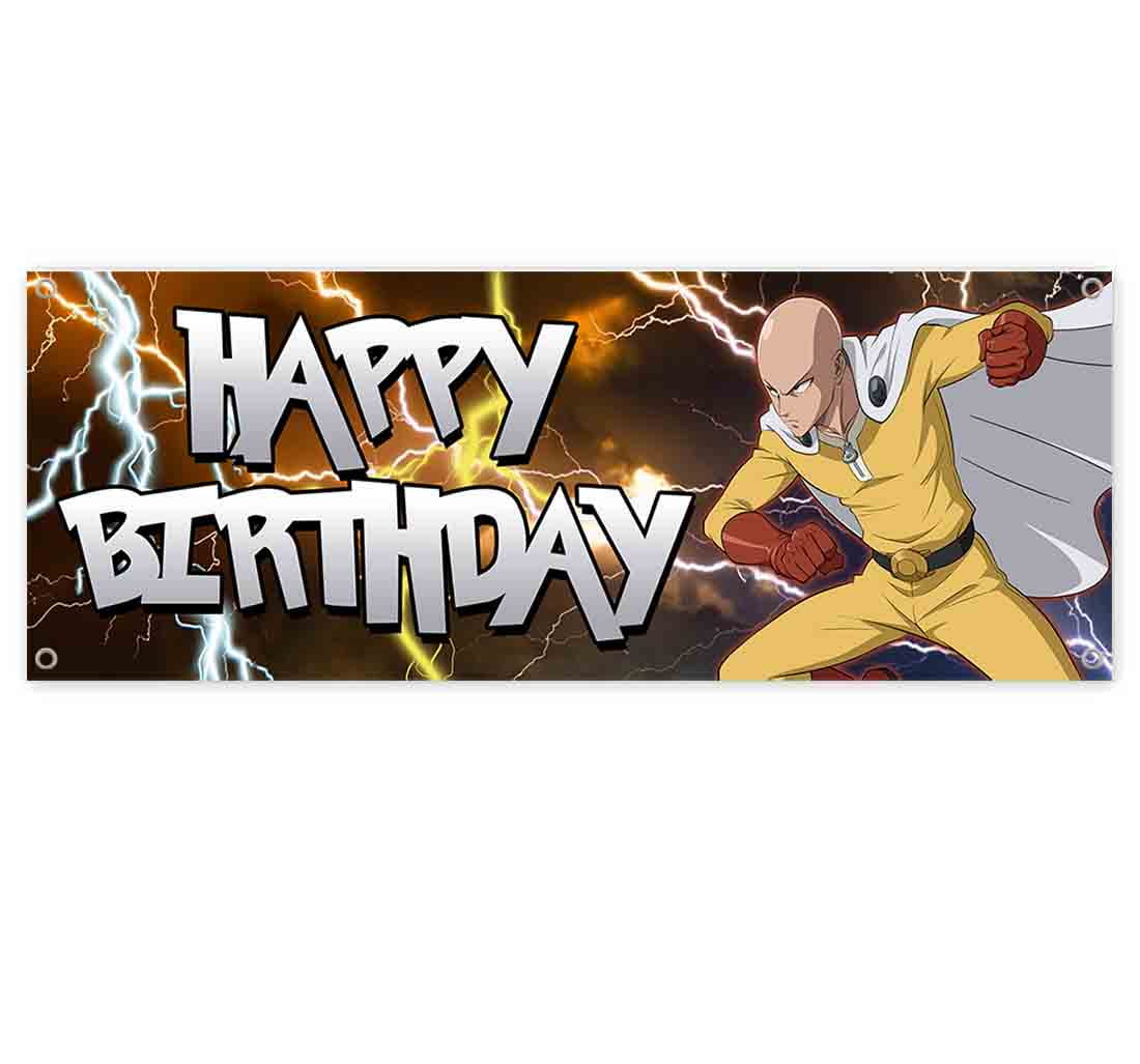PUNCH ＋EMBOSS   party happy Bday　パンチ Happy Birthday Anime One Punch Man, Party Supplies Decorations, 13
