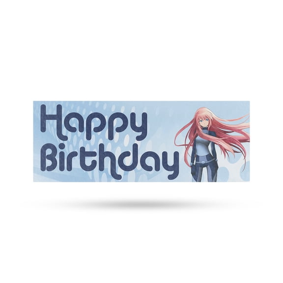 Happy Birthday Anime Vinyl Decal 48 Inch x 18 Inch Weatherproof Heavy-Duty Adhesive Backing | Celebration Themes, Party Decorations, Fun Designs | Made in USA