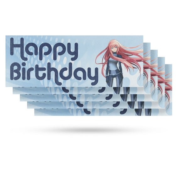 Happy Birthday Anime Vinyl Decal 5 Pack of 24 Inch x 9 Inch Weatherproof Heavy-Duty Adhesive Backing | Celebration Themes, Party Decorations, Fun Designs | Made in USA
