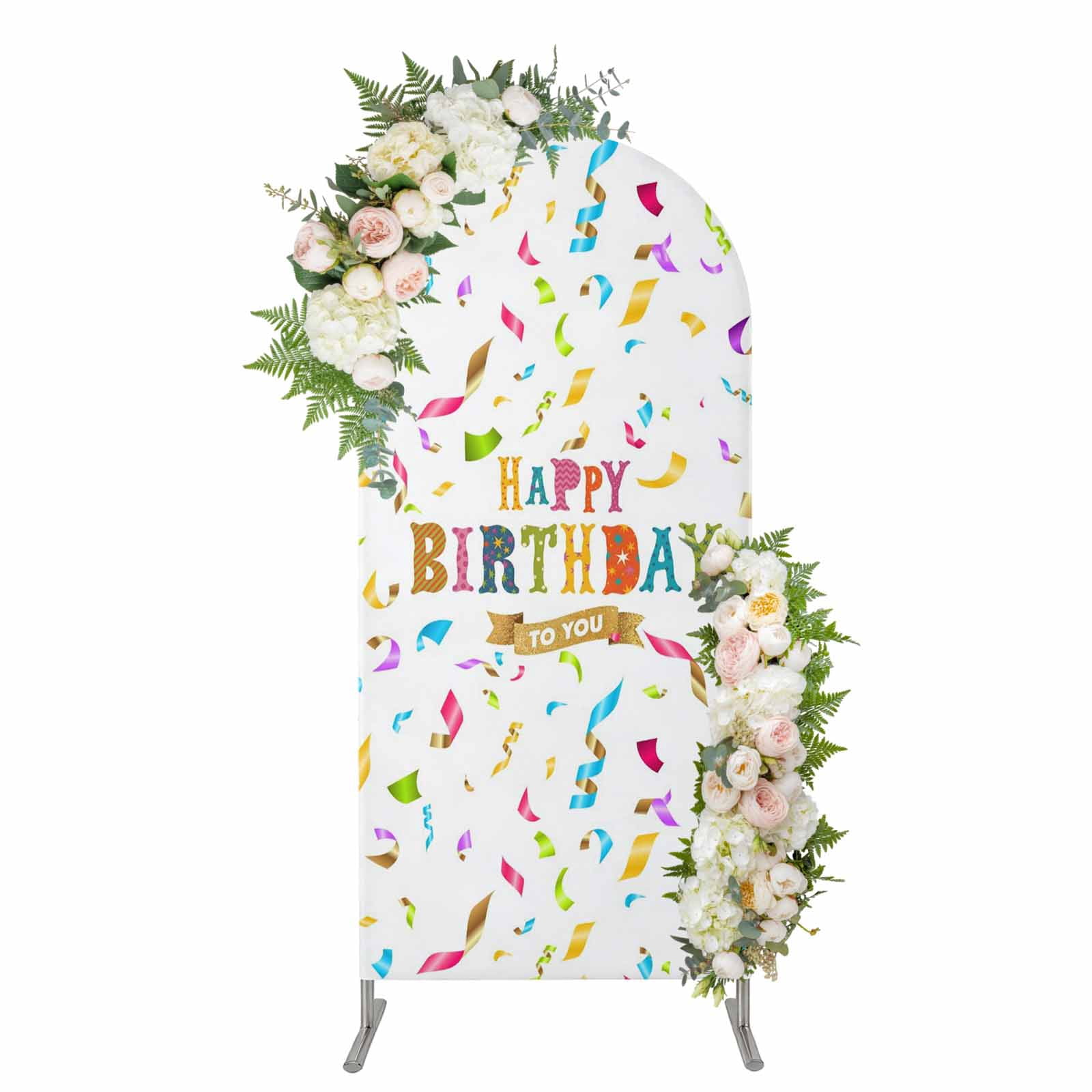 Happy Birthday Arch Backdrop Cover 5FT, Colorful Words Spandex Fitted ...