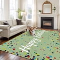 thumbnail image 1 of Happy Birthday Area Rug 5x7 FT, Non Slip Bedroom Throw Carpet, Sage Green Modern Abstract Art Washable Soft Floor Carpet Non-Shedding Rug for Dining Room Bedside Classroom Desk, 1 of 9