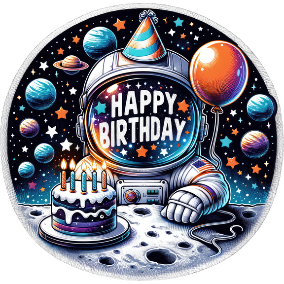 Happy Birthday Astronaut Birthday Galaxy Theme Edible Image Cake Topper for Quarter Sheet Cake, by Tnct. (1 Count)