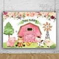 thumbnail image 1 of Happy Birthday Backdrop Animal Farm Pink Farmhouse Photography Background Cartoon Pig Milk Cow Goat Photography Backdrop Baby Shower Decoration Banner, 1 of 4