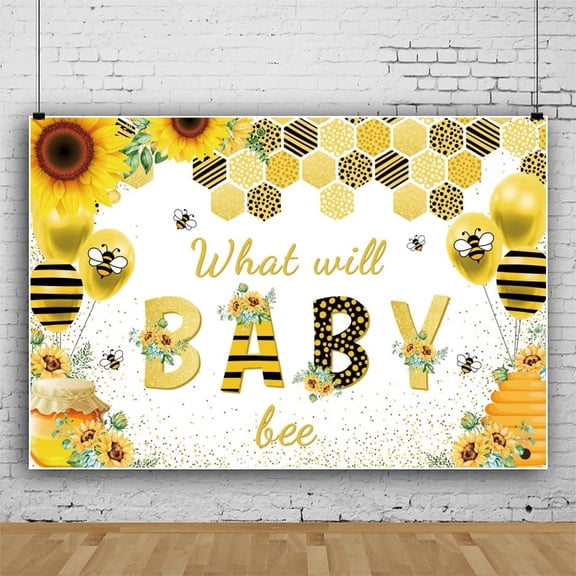 Happy Birthday Backdrop Bee Theme Yellow Photography Background Honeycomb Sunflower Background Baby Gender Reveal Banner Photo Studio Booth Prop