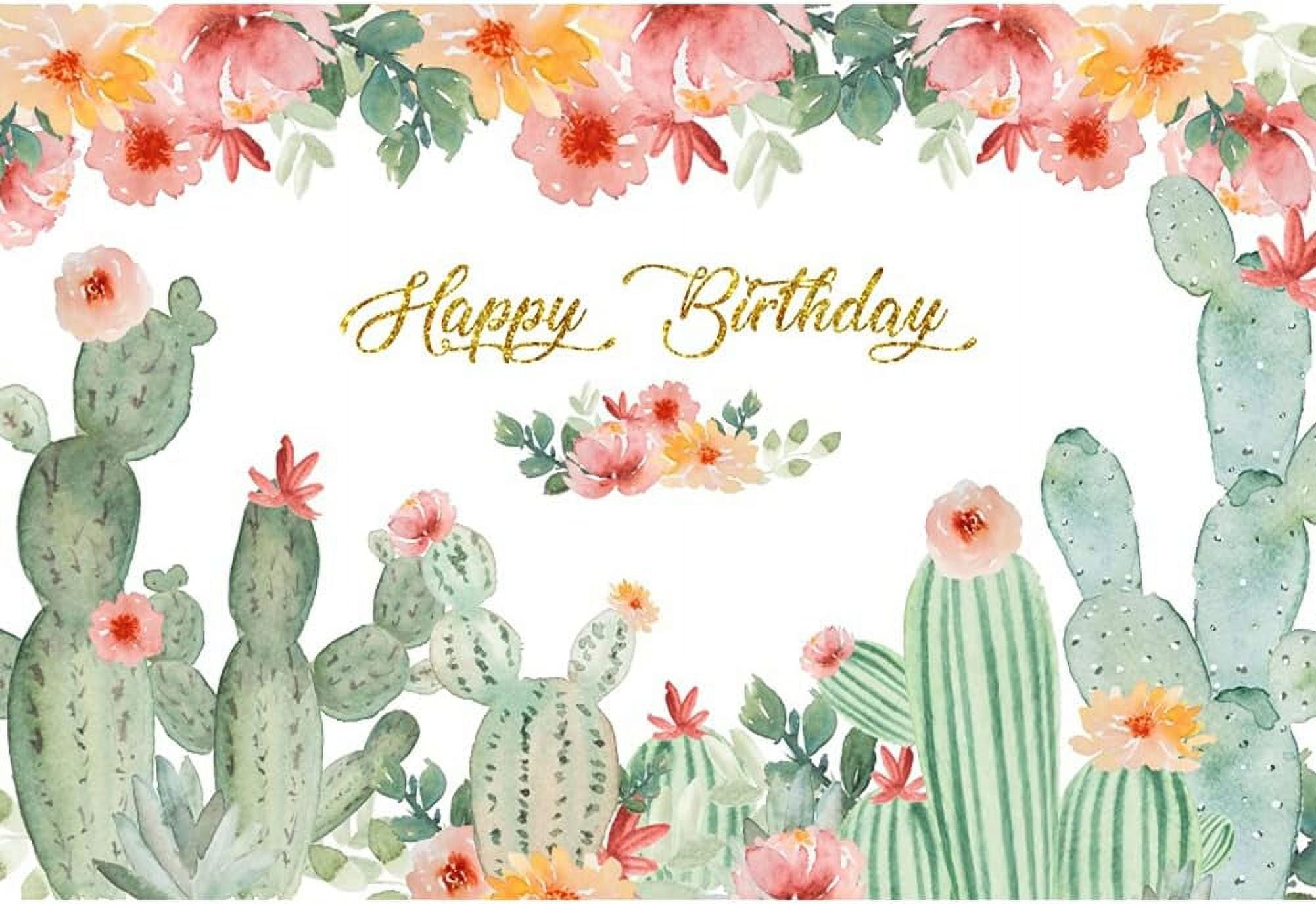 Cactus Round Happy Birthday Backdrop For Party