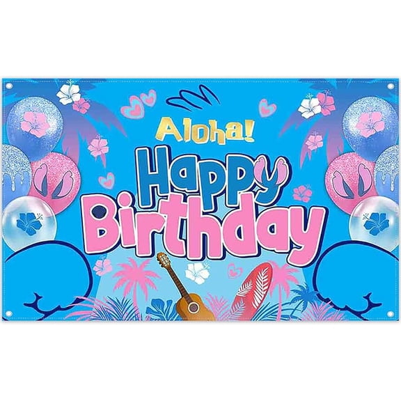 Happy Birthday Backdrop Cartoon Hawaiian Summer Sea Beach Tropical Palm Trees Photography Background Kids Party Decor Photo Props