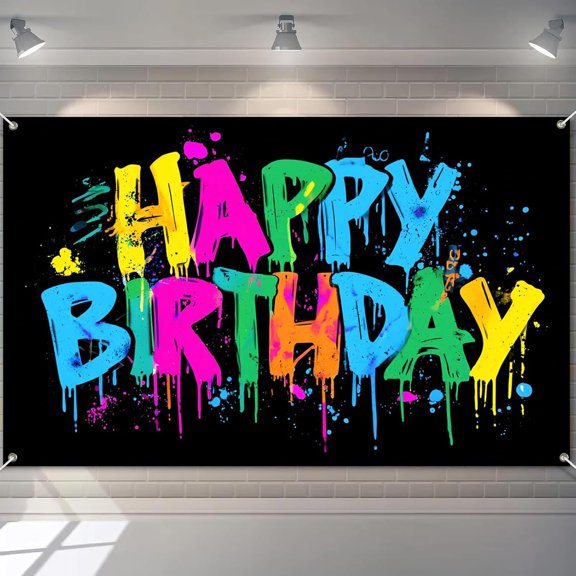 Happy Birthday Backdrop Colorful Photography Background Party Decorations Supplies