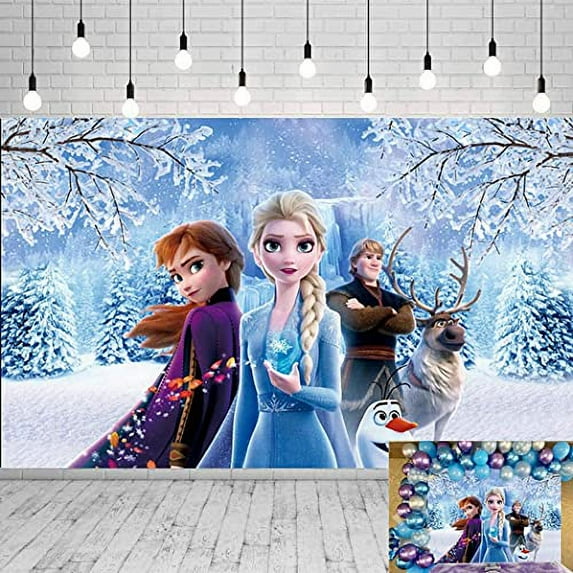 Happy Birthday Backdrop for Girls 5X3ft Winter Elsa Princess Photography Background Party Supplies Baby Shower Ice Snow Castle 1st Birthday Photography Backdrops