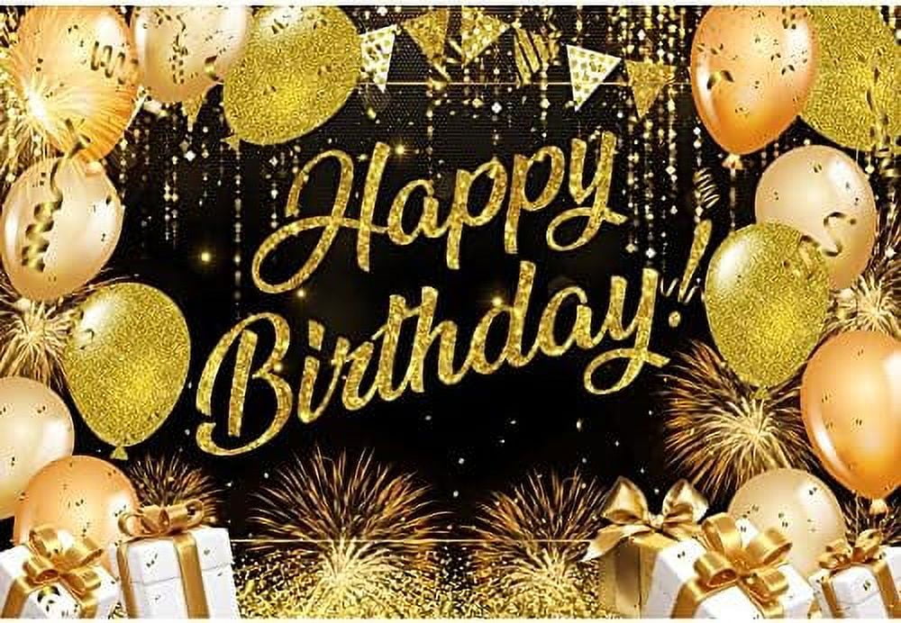 Laeacco Happy New Year Backdrop - 5x3FT Black & Gold Polyester Photography Background With Glitter