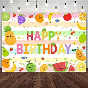 Happy Birthday Backdrop Summer Fruit Theme Birthday Photography Background Orange Watermelon Birthday Party Decorations Banner Photo Studio Props