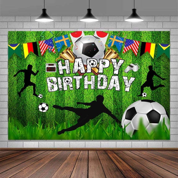 Happy Birthday Background Football Theme Birthday Party Decor Backdrop Boy's Birthday Background Birthday Backdrop for Football Player Stadium Background 6X4FT