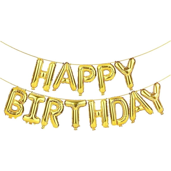Happy Birthday Balloon Banner 16 Inch Mylar Foil Gold Letters Balloons Inflatable Party Decor and Birthday Decorations for Women Men Party Supplies