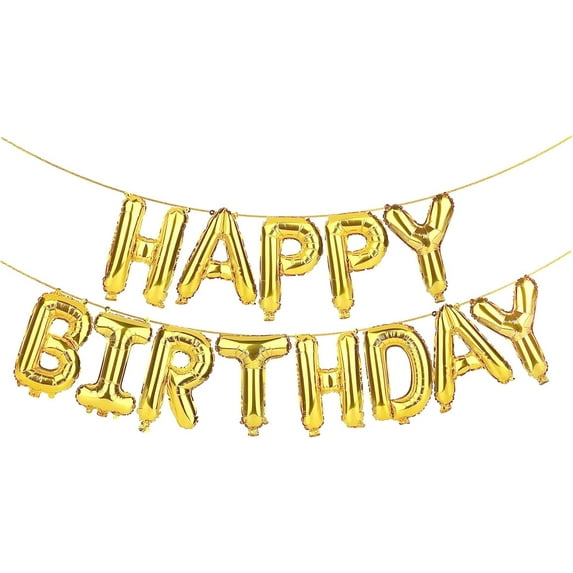 Happy Birthday Balloon Banner 16 Inch Mylar Foil Gold Letters Balloons Inflatable Party Decor and Birthday Decorations for Women Men Party Supplies