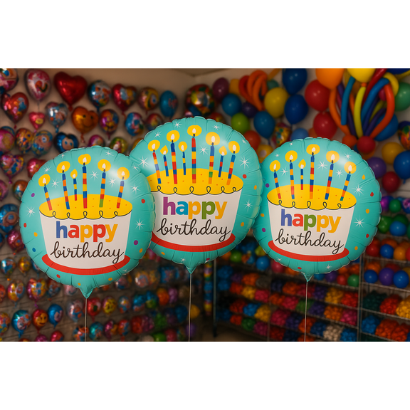 3x 18" Happy Birthday Foil Balloons - Party Pack