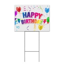 Happy Birthday Balloon Grey (18" x 24") Yard Sign, Includes Metal Step Stake