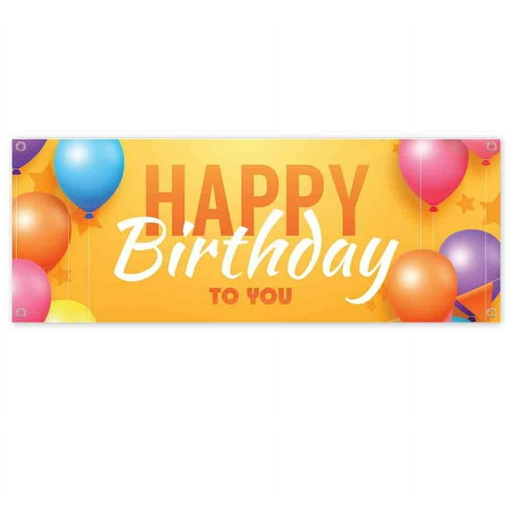 Happy Birthday Balloons 13 oz Vinyl Banner With Metal Grommets