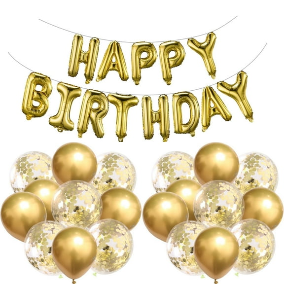 Happy Birthday Balloons Banner, Lefiocky 16" Mylar Foil Letters Birthday Decorations, Gold