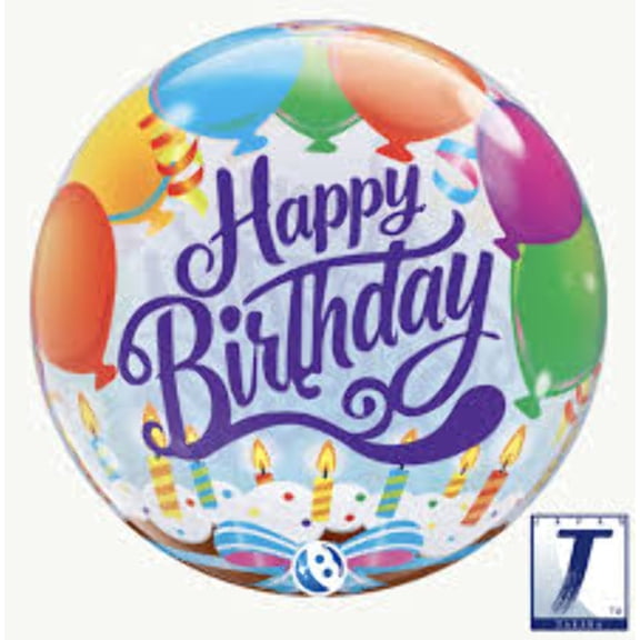 Happy Birthday Balloons  Cancles 22 Inch Bubble Balloon [00003]