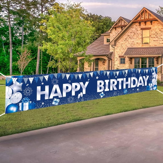 Happy Birthday Banner, 118x20 Inch Party Decor for Indoor & Outdoor, Birthday Decorations for Men, Women, Boys, Girls, Birthday Sign Background