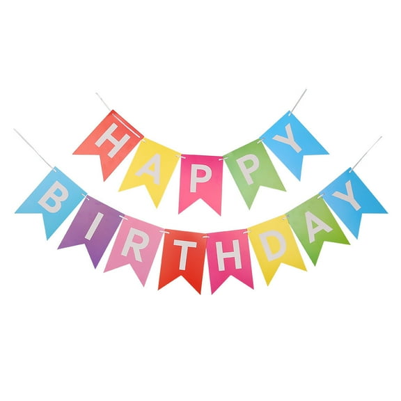 Happy Birthday Banner Backdrop Colorful Decoration Birthday sign for wall Party Supplies Backyard Decore Birthday Flag Bunting - 8 feet total signs (3 feet HAPPY, 5 feet BIRTHDAY)