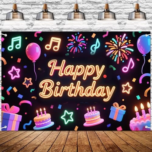 Happy Birthday Banner, CuteGlow in The Dark Party Banner for Birthday ...