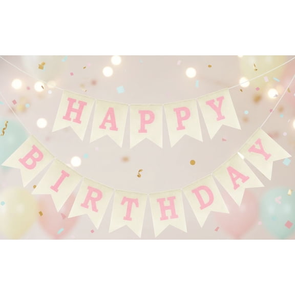 Happy Birthday Banner - NO DIY Pink Burlap Happy Birthday Banner Sign Happy Birthdays Party Decoration Happy Birthdays Banners Bunting for Women Girl Princess Celebration Party Backdrop
