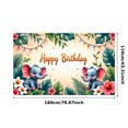 thumbnail image 1 of Happy Birthday Banner Elephant Decoration Tropical Leaves Polyester Material for Kids Party Animal Theme Birthday Celebration, 1 of 7
