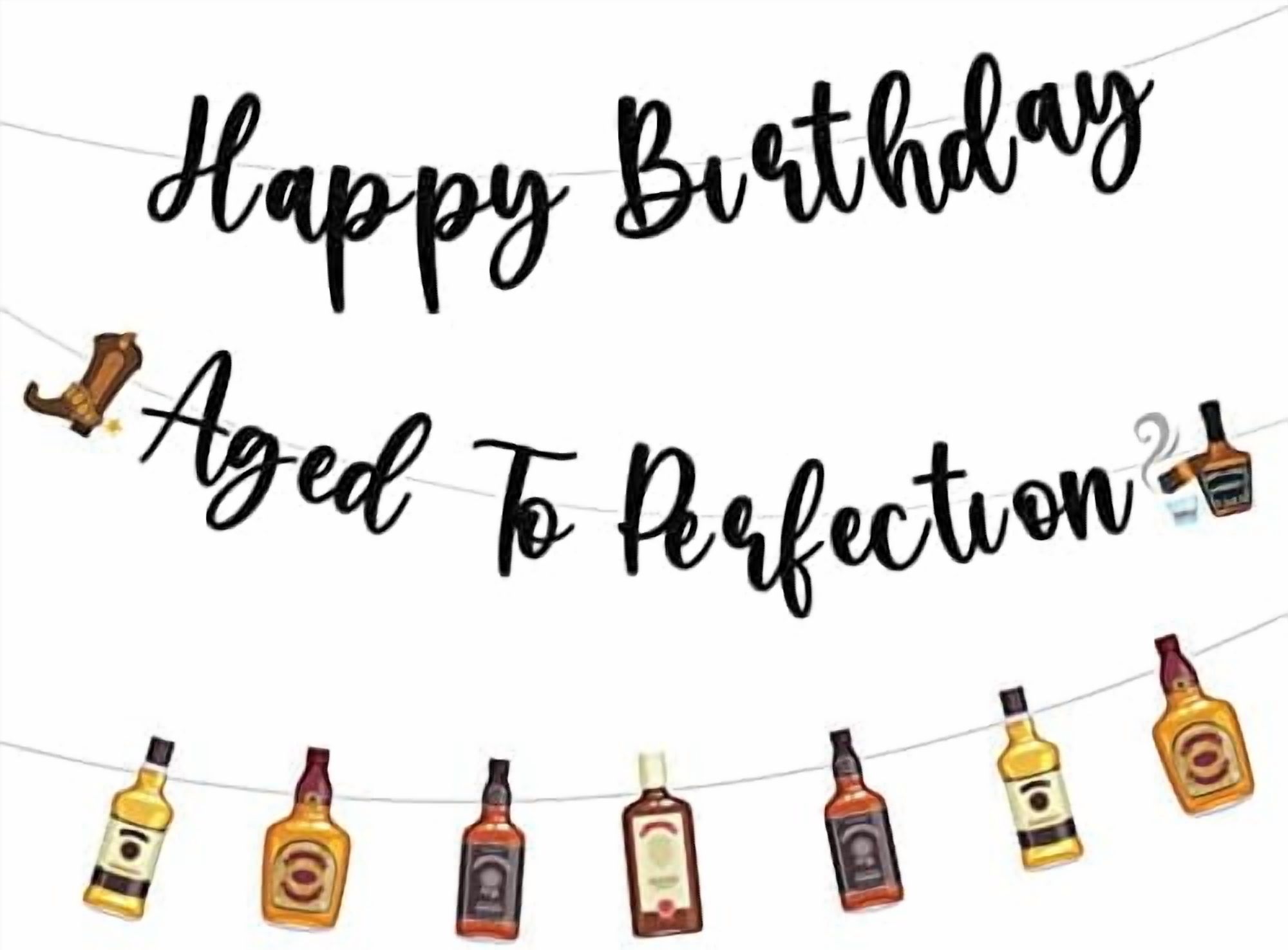 "Aged To Perfection" 50th Birthday Cake Topper – Vintage Whisky Glitter Decor For Men Born In 1975