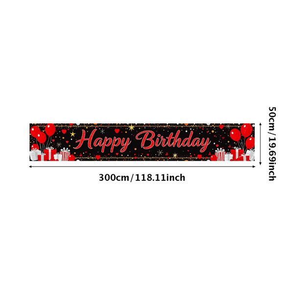 Happy Birthday Banner Red Balloons and Gifts Black Backdrop Party Decorations Photo Props Birthday Celebration Event Supplies Background