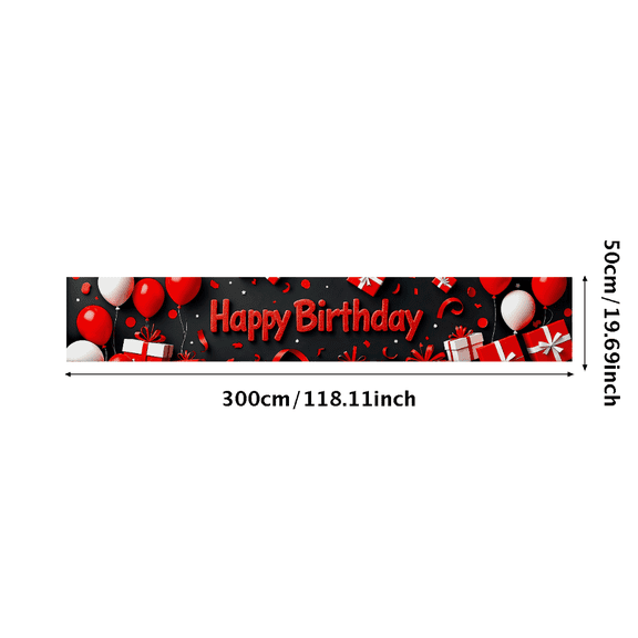 Happy Birthday Banner Red Balloons and Gifts Black Backdrop Party Decorations Photo Props Birthday Celebration Event Supplies Background