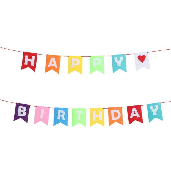 Happy Birthday Banner Reusable Cloth Colorful Rainbow Letters for Party Decorations(Double Octahedral Pasting HAPPY BIRTHDAY, 68g/pc)