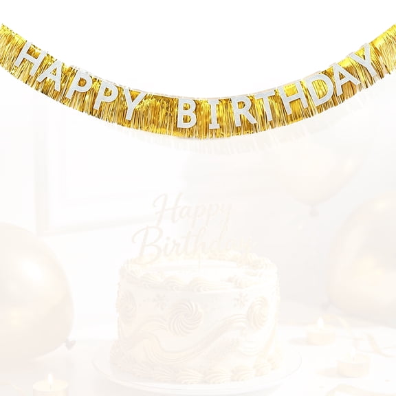 Happy Birthday Banner Shiny Letters Hanging Signs for Party Decoration Gold