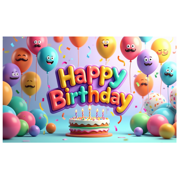 Happy Birthday Banner with Balloons and Stars Background Party Decoration for Birthday Party Photography Props Celebration Decor Backdrop
