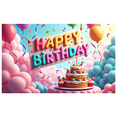 thumbnail image 1 of Happy Birthday Banner with Balloons and Stars Background Party Decoration for Birthday Party Photography Props Celebration Decor Backdrop, 1 of 1