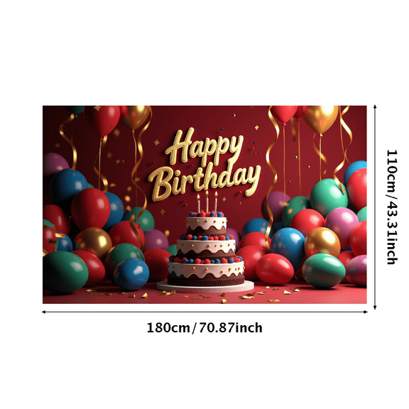 Happy Birthday Banner with Balloons and Stars Decors, Backdrop for Birthday Party Celebrations Photography Props Background Decorations
