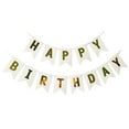 thumbnail image 1 of Happy Birthday Banners,Birthday Flag In Golden Characters,Simples And Elegant,Birthday Scene Construction,Bring Unforgettable Birthday Memories To The Birthday Person(White), 1 of 5