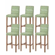 Happy Birthday Bar Stool Covers Set of 6, Sage Green Modern Abstract Art Stretch Washable Bar Chair Covers with Backs, Removable Pub Counter Height Chair Cover for Kitchen Dining Room Cafe