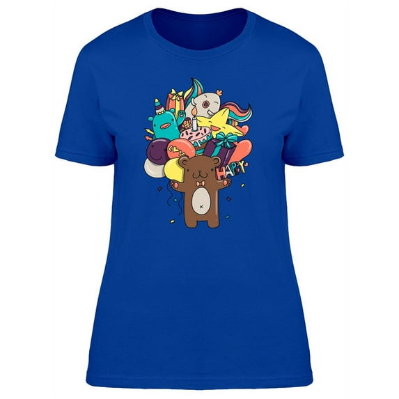Happy Birthday Bear Doodles Tee Women's -Image by Shutterstock