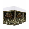 thumbnail image 1 of Happy Birthday Bed Skirt Gold Black Birthday Cake Bed Skirts King Size 18 Inch Drop, Wrap Around Dust Ruffle&nbsp;Bedskirt with Adjustable Elastic Belt for Queen Size Beds, 1 of 7