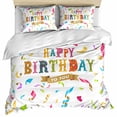 thumbnail image 1 of Happy Birthday Bedding 3 Piece Duvet Cover Set Full Size, Colorful Words Soft Microfiber Comforter Cover with Zipper Closure & Pillowcases, Wrinkle & FadeResistant Quilt Cover, 1 of 9
