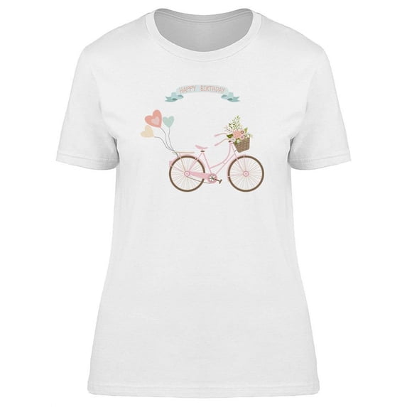 Happy Birthday Bicycle Design T-Shirt Women -Image by Shutterstock, Female Small