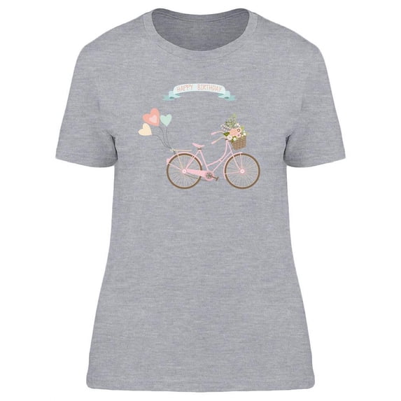 Happy Birthday Bicycle Design T-Shirt Women -Image by Shutterstock, Female x-Large