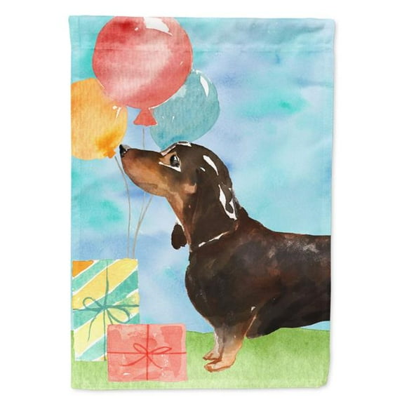 Happy Birthday Black & Tan Dachshund Flag Canvas House Size