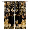 thumbnail image 1 of Happy Birthday Blackout Curtains for Bedroom, Gifts Golden Black Balloons Goblet Glitter Ribbons Thermal Insulated Kitchen Drapes with Grommets, Light Blocking Window Treatment, 2 Panels 27.5" x 39", 1 of 7