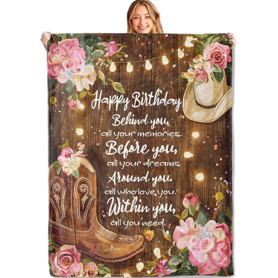 Happy Birthday Blanket Gifts for Women Girls, 50x60in,Festival Party Decor,Christian Religious Love Blankets, Unique Gift Ideas for Mom Sister Grandma Wife Female,Soft Cozy Lightweight Throw