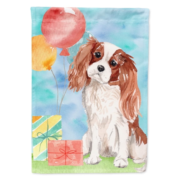 Happy Birthday Blenheim Cavalier Spaniel Garden Flag