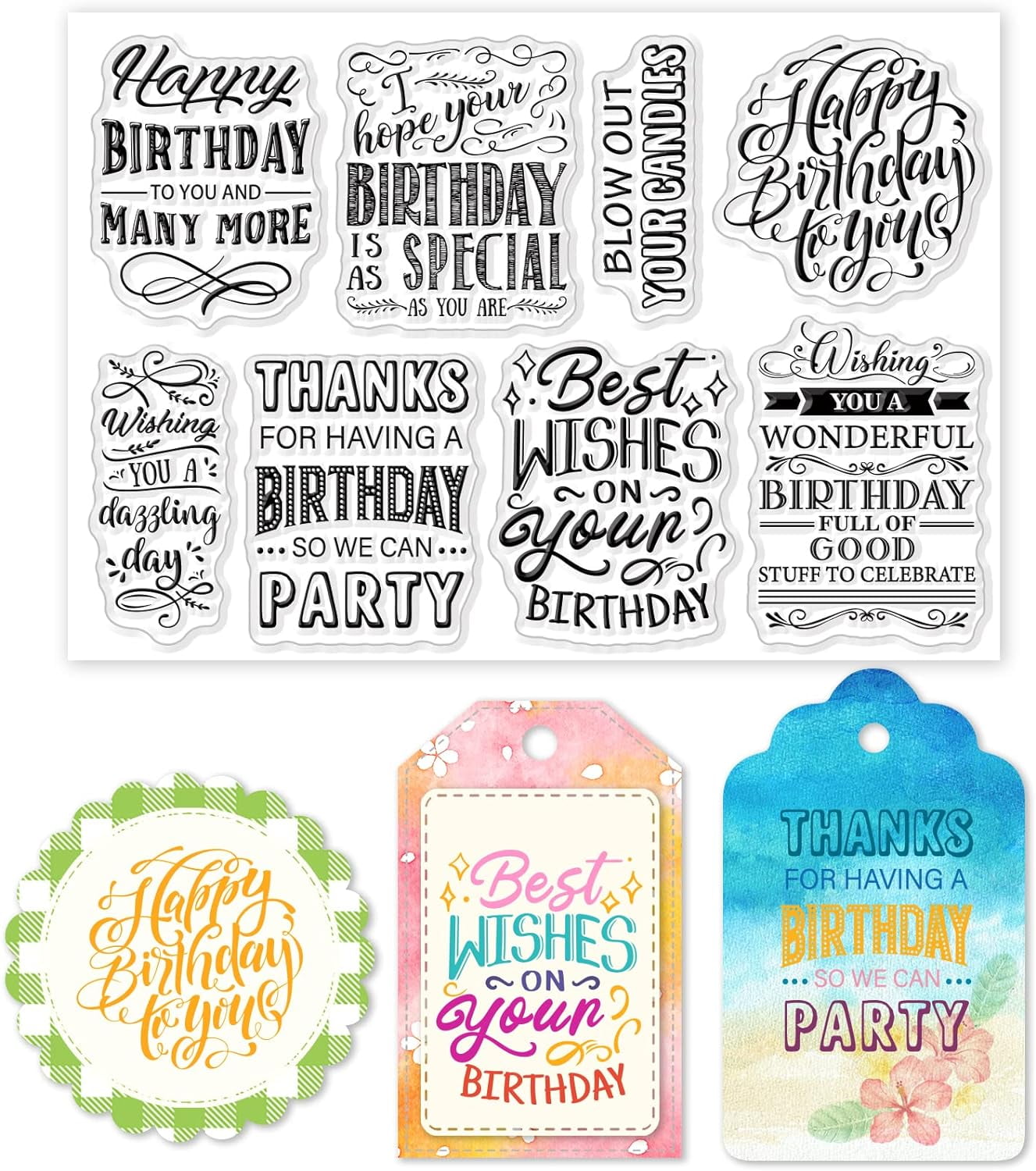 Happy Birthday Blessing Words Clear Stamps for DIY Scrapbooking ...